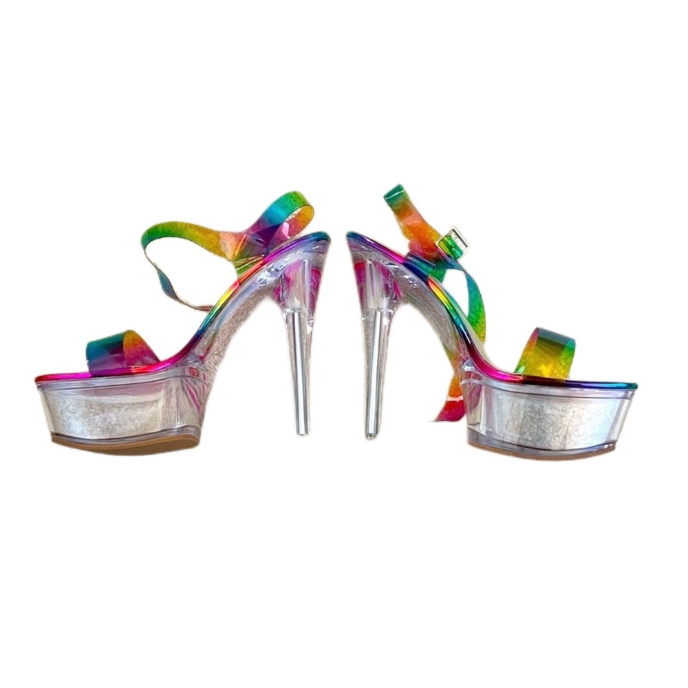 Azalea Wang Rainbow Croix Clear Platform Heels - Picture 6 of 12